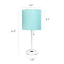 SIMPLE DESIGNS LT2024-AOW WHITE STICK TABLE DESK LAMP, NO BULB, AQUA/WHITE - Like New