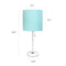 SIMPLE DESIGNS LT2024-AOW WHITE STICK TABLE DESK LAMP, NO BULB, AQUA/WHITE - Like New