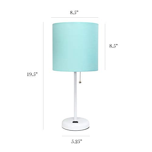 SIMPLE DESIGNS LT2024-AOW WHITE STICK TABLE DESK LAMP, NO BULB, AQUA/WHITE - Like New