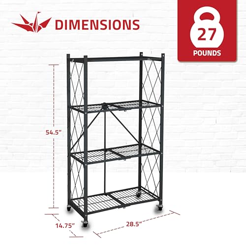 Origami R4 4-Tier Folding Shelf Garage Shelving Heavy Duty, R4-WR-BLA - BLACK - Like New