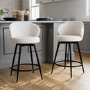 MASLIER BAR STOOLS SET OF 2, 360° SWIVEL BREATHABLE FABRIC FABRIC - IVORY - Like New