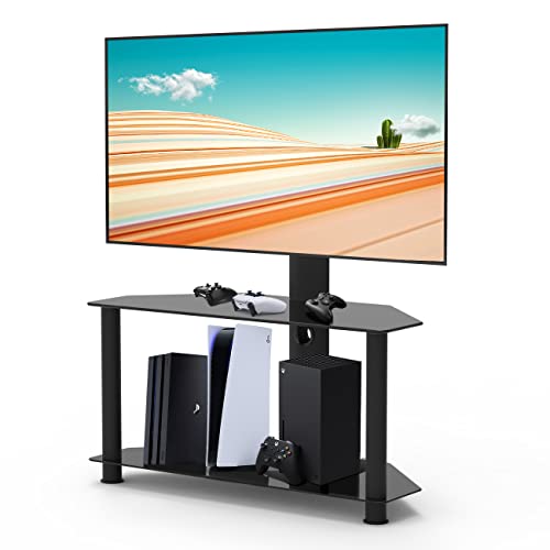 HCCK&CLLASSP H&C TV FLOOR STAND, BLACK TEMPERED GLASS FS03 - BLACK - Like New