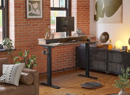 FEZIBO 48'' x 24'' Height Adjustable Electric Standing Desk with Double Drawer - Like New