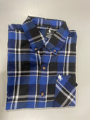 BLACK HORSE WOVEN PLAID SHIRT - SIZE MENS L - BLUE/LIGHT BLUE/VIOLET/BLACK/WHITE - Brand New