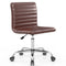 SMUG DESK CHAIR ARMLESS OFFICE CHAIR LEATHER SWIVEL GOLFBALL MID BACK - BROWN - Like New