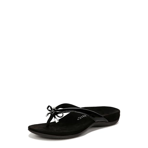 10000435001 VIONIC BELLA THONG SANDALS BLACK PATENT SIZE WOMENS 8.5 BLACK - Like New