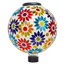 Sunnydaze 10-Inch Solar Gazing Ball Garden Outdoor Glass Gazing Globe - Dahlias - Like New