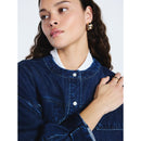 SCOOP WOMEN'S CROPPED OVERSIZED BUTTON-DOWN SHIRT - SIZE: WOMEN M - MEDIUM WASH - Brand New