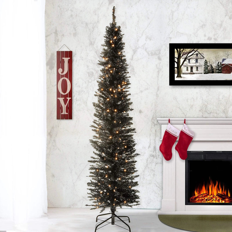 NATIONAL TREE COMPANY 7 FT. PRE-LIT TINSEL COLLECTION TREE CLEAR LIGHTS - GREEN - Like New