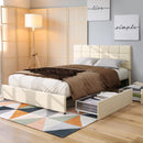 LIFE SKY LIFESKY QUEEN BED FRAME WITH STORAGE, UPHOLSTERED PLATFORM - WHITE - Like New