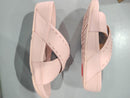 FITFLOP WOMEN LULU RUBBER-STUD LEATHER CROSS SLIDES - SIZE: WOMEN 8 - PINK SALT - Like New