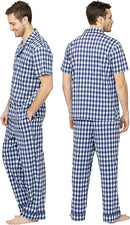 PJG-M4348 PajamaGram Pajamas Men Set Mens Sleepwear Short Sleeve Blue Gingham XL - Brand New