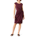 AMAZON ESSENTIALS WOMEN'S CAP SLEEVE BOAT-NECK FAUX WRAP DRESS BURGUNDY S - Brand New