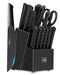 HUNTER Dual Knife Sets for Kitchen with Block, 15 Pieces CGRectSZ-10 - BLACK - Like New