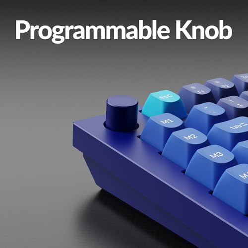 KEYCHRON Q10 WIRED CUSTOM MECHANICAL KEYBOARD KNOB 75% ALICE - NAVY BLUE - Like New