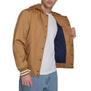 CHAMPION MEN LIGHTWEIGHT VARSITY JACKET WITH JERSEY HOOD SIZE L TOBACCO - Brand New