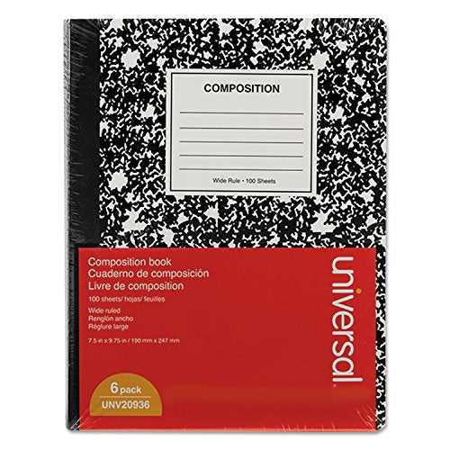 UNIVERSAL 20946 COMPOSITION BOOK COLLEGE RULE 9 3/4 X 7 1/2 100 SHEETS 6/PACK - Like New