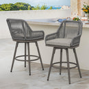 COZYMAN OUTDOOR BAR STOOLS SET OF 2 360° SWIVEL ALUMINUM RATTAN - GRAY - Like New