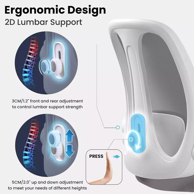 RAZZOR DRAFTING CHAIR TALL ERGONOMIC OFFICE CHAIR, LUMBAR SUPPORT - LIGHT GRAY - Like New