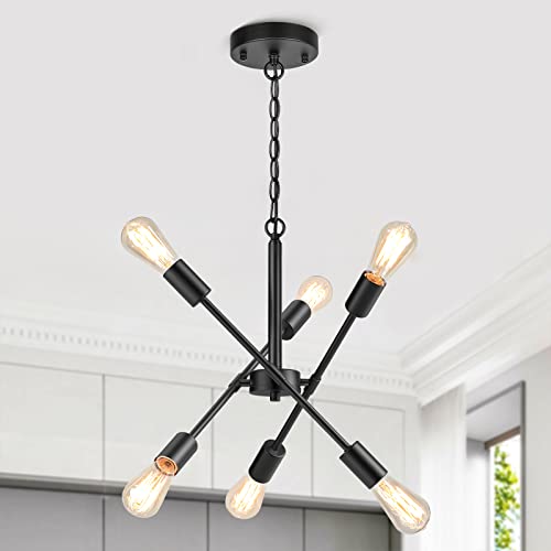 TOBUSA SPUTNIK CHANDELIER MODERN CEILING LIGHT 6-LIGHT MATTE - Scratch & Dent