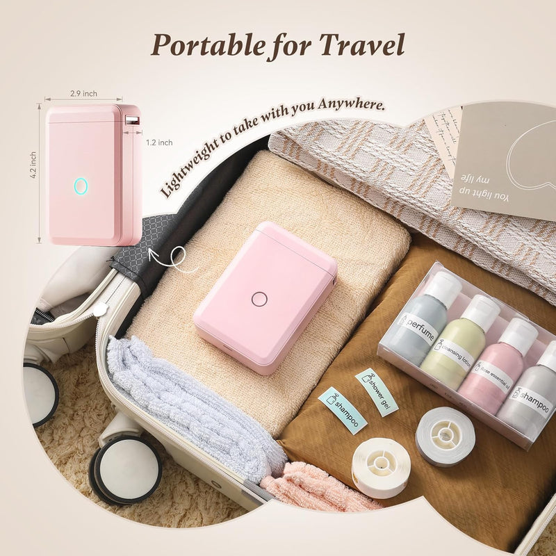 NIIMBOT D110 LABEL MAKER MACHINE WITH TAPE, SIZE SMALL - PINK - Like New