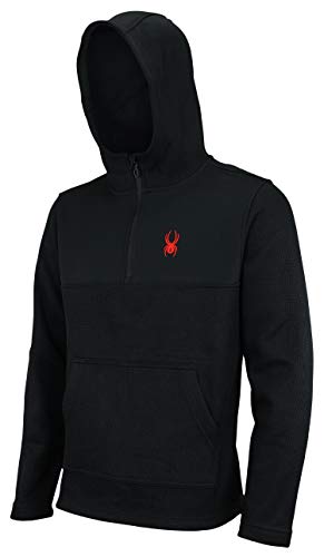 SPYDER MEN’S BLACK RACER 1/4 ZIP PULLOVER HOODED SWEATER HOODIE - SIZE: MEN L - Like New