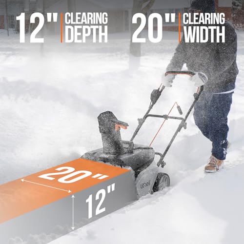 LITHELI 2X20V CORDLESS SNOW BLOWER 20 INCH 4.0AH BATTERY 002BRUSHLESS-WHITE - Like New