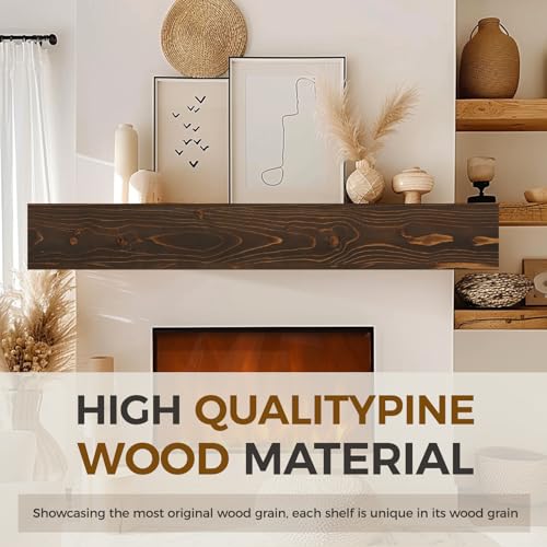 YLYHSST 60" Rustic Wood Mantel Bracket - Brown - HOLLOW - Like New