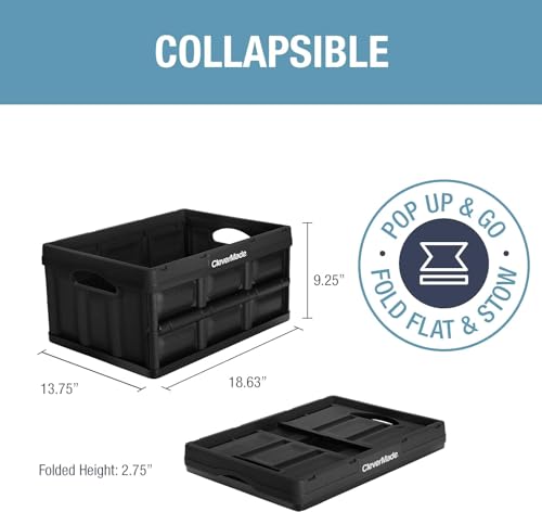 CLEVERMADE LEVERMADE COLLAPSIBLE STORAGE BIN 3PK 32L 8 GAL STACKABLE - OBSIDIAN - Like New