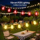 CUIWOS 100FT OUTDOOR STRING LIGHTS RGBW PATIO LIGHTS 30 LED DIMMABLE BULBS - Like New