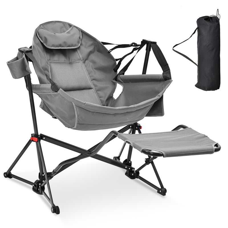 AINFOX Hammock Camping Chair Footrest Foldable Portable Rocking Chair - Grey - Like New