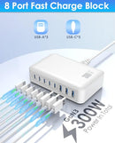 XCLY USB C CHARGER BLOCK CHARGING STATION - 300W FAST GAN 8.PORT MULTIPLE USB - Like New