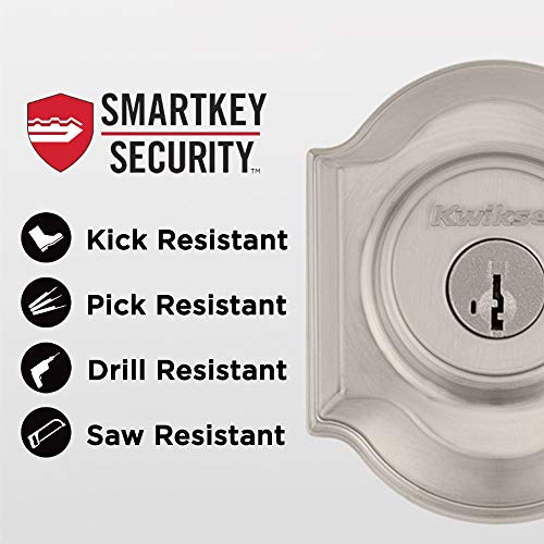 KWIKSET MONTARA FRONT DOOR LOCK HANDLE DEADBOLT SET WITH KNOB - SATIN NICKEL - Like New