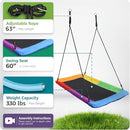 SORBUS 60" SAUCER SWING KIDS 700LBS BIG PLATFORM TREE GLIDER THERAPY MULTICOLOR - Like New