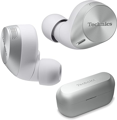 Technics HiFi Wireless Bluetooth Earbuds Noise Cancelling EAH-AZ60M2-S - Silver - Like New