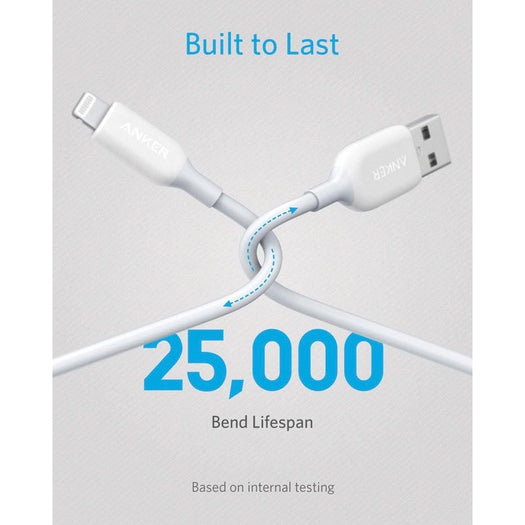 ANKER POWERLINE III LIGHTNING CABLE, 0.9M (3 FT.), PACK OF 2 - WHITE - Like New