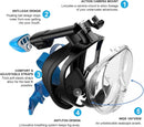 UNIGEAR SNORKEL MASK FULL FACE - SIZE: MEN L/XL - BLACK/BLUE - Like New
