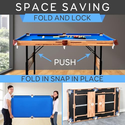 SERENELIFE ERENELIFE 4.5FT FOLDING POOL TABLE, 55IN, SLPTB56 - - Scratch & Dent