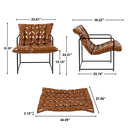 GIA MID CENTURY MODERN SLING ACCENT CHAIR BROWN PU LEATHER BLACK METAL BASE - Like New