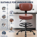 17 STORIES D16 ADJUSTABLE FOOT REST ROLLING STOOL WITH WHEELS - EMBER BROWN - Like New