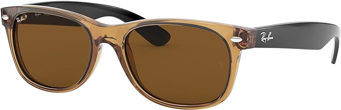 Ray-Ban RB2132 New Wayfarer Square Sunglasses 55mm - Gold Frame/Brown Like New