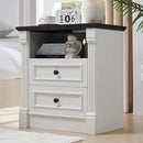 Aitjunz 26" Tall Farmhouse Nightstand, 2 Drawers, End Table, Side Table - White - Brand New