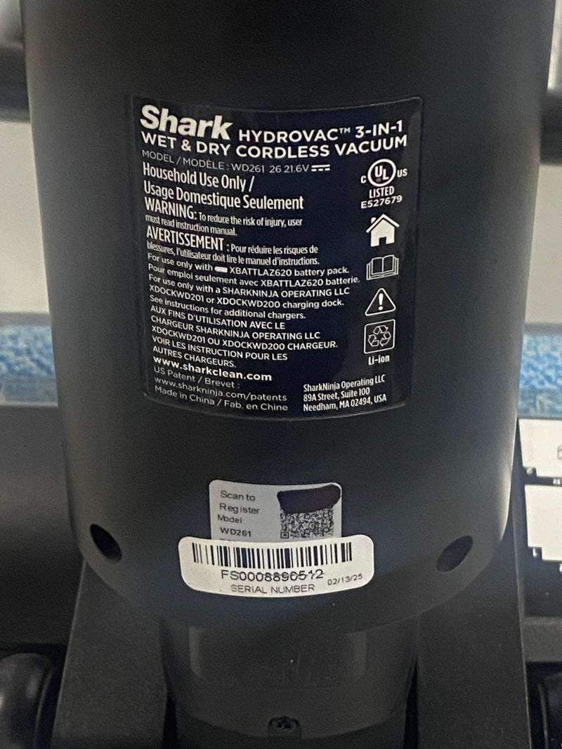 SHARK HYDROVAC MESSMASTER WET DRY VACUUM CORDLESS 3-IN-1 VACUUM MOP - GRAY/BLACK - Like New