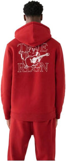 B0CQGQBZ74 True Religion Men's Buddha Logo Zip Hoodie Hooded Sweatshirt - Red -L - Brand New