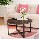 LIFE CONCEPT CORAL FLOWER ROUND COCKTAIL TABLE METAL FRAME RUSTIC BROWN BROWN - Like New