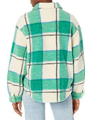 SJB10043 Bandier Sincerely Jules X Aspen Sherpa Jacket Medium Green Plaid - Brand New