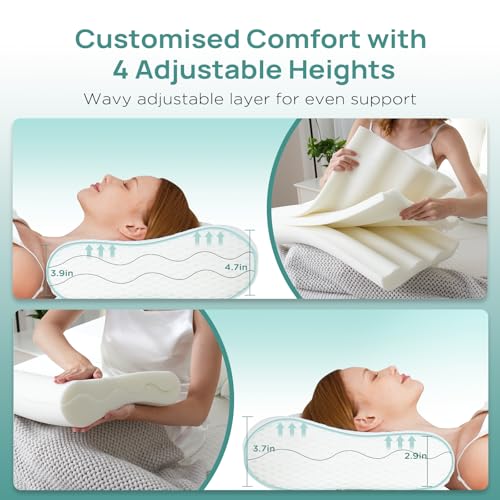 RELEEP CERVICAL NECK PILLOW ADJUSTABLE CONTOR QUEEN SIZE RL-101-Q - GREEN - Brand New