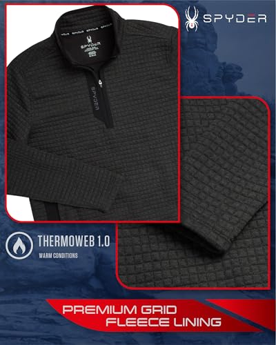 Spyder Men's Quarter Zip Sweatshirt - UPF 30+ Grid Fleece Performance - Brand New