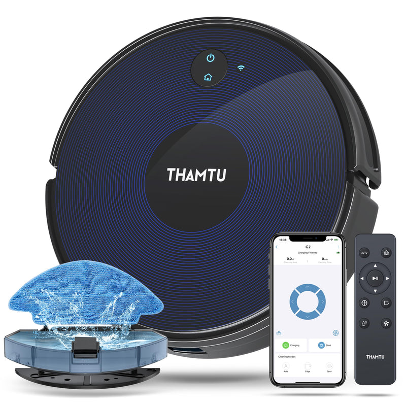 THAMTU G2 ROBOT VACUUM AND MOP COMBO 100MIN RUNTIME APP&VOICE CONTROL - BLACK - Like New