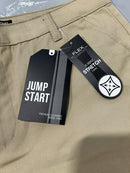 JUMP START MEN'S 4-WAY STRETCH FABRIC BUTTONED SHORTS - SIZE: MEN 18 - KHAKI - Brand New